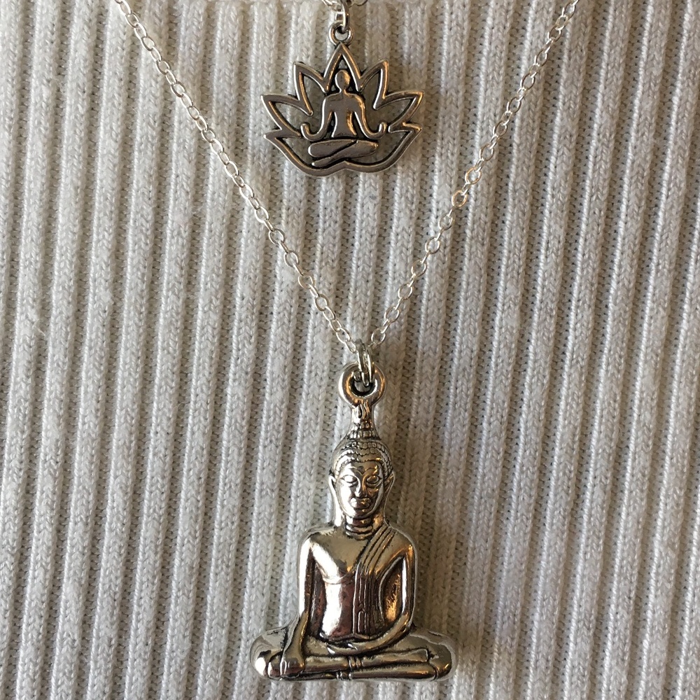 “Buddhist Awakening” Handmade 2-Layer Necklace, Buddha, Buddhism, Lotus Flower - Picture 7 of 16